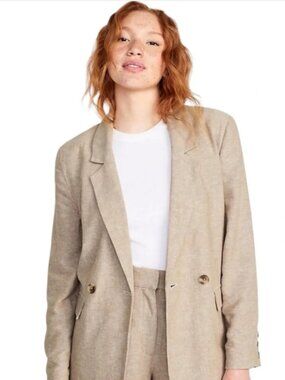 Old Navy Linen-Blend Double-Breasted Blazer